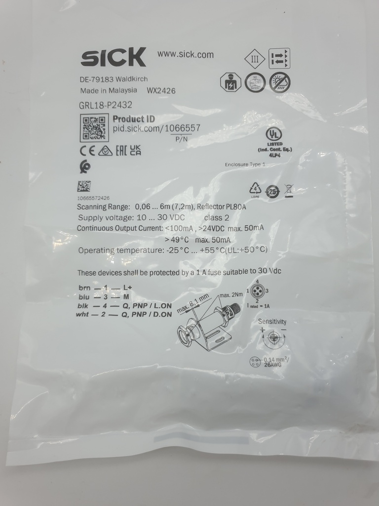 GRL18-P2432 SICK Retroreflective photoelectric sensor